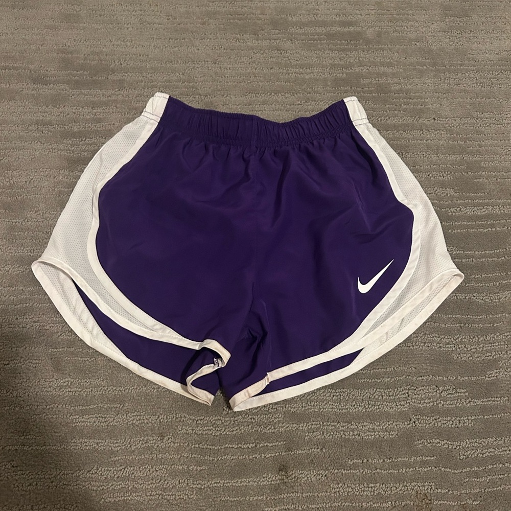 Nike purple and white running shorts